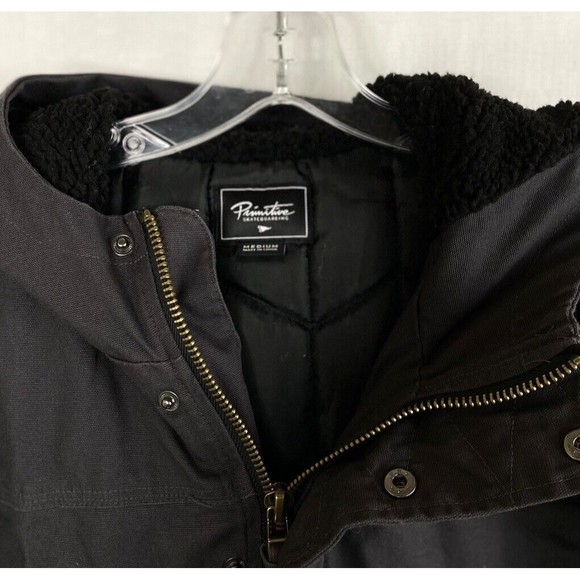 Primitive Skateboarding Jacket Men’s Medium Hooded Canvas Full Zip Button Lined - Picture 13 of 16